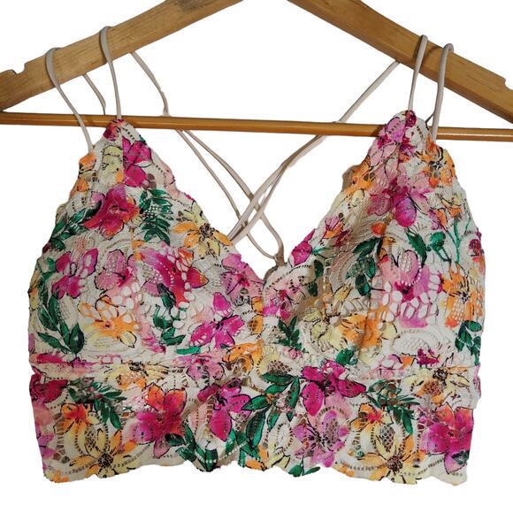 Victoria's Secret Other - VICTORIA'S SECRET Pink Bralette Bright Floral Lace Size Medium M